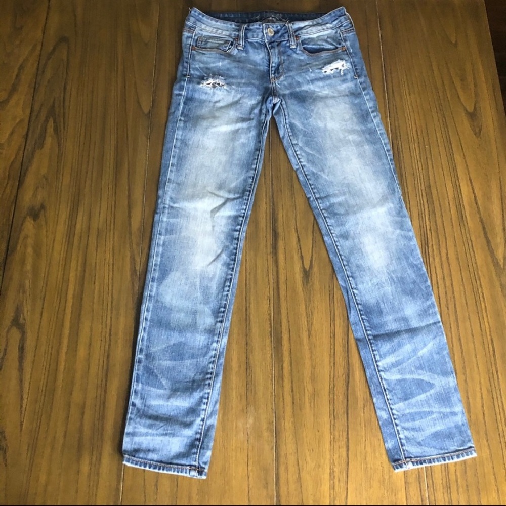 American Eagle mid rise distressed skinny jeans